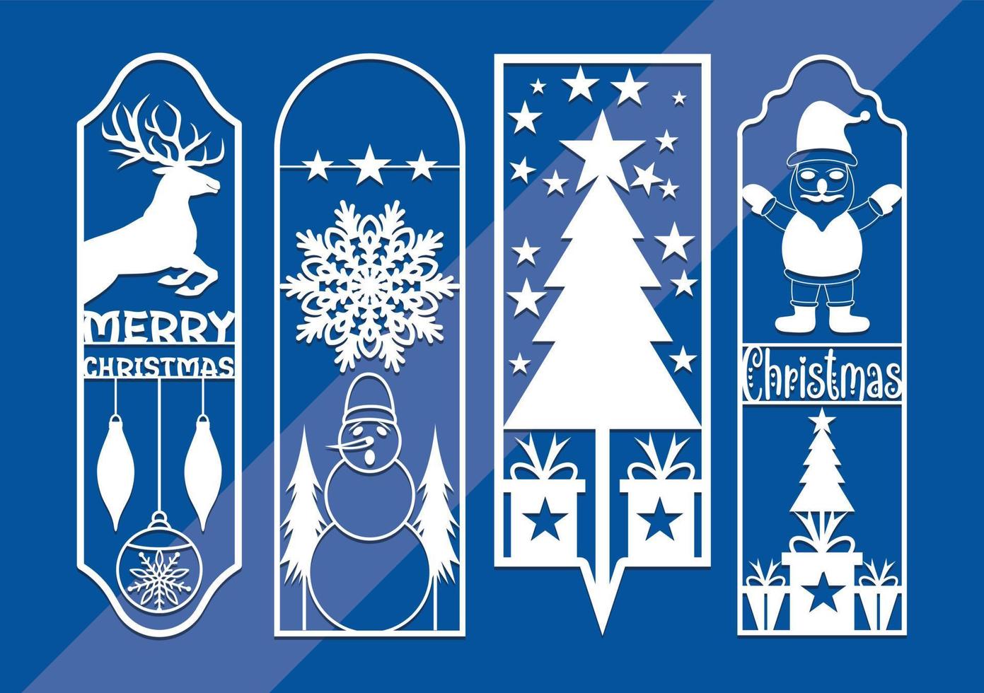 Laser cut panel set with christmas bookmark design, vector