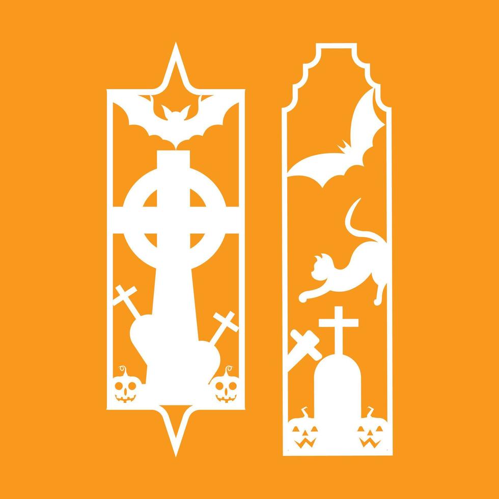 Laser cut panel set with halloween bookmark design, vector