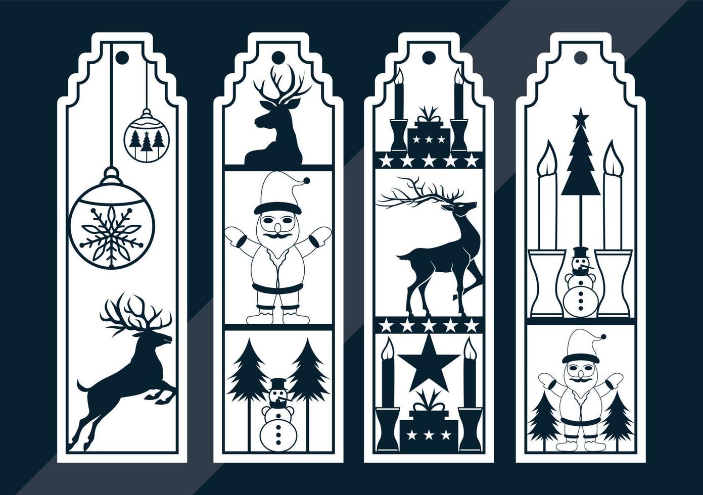 Laser cut panel set with christmas bookmark design, vector
