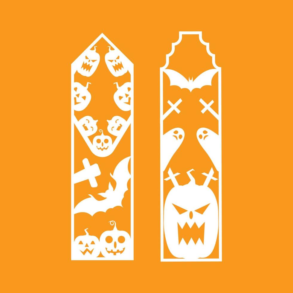 Laser cut panel set with halloween bookmark design, vector