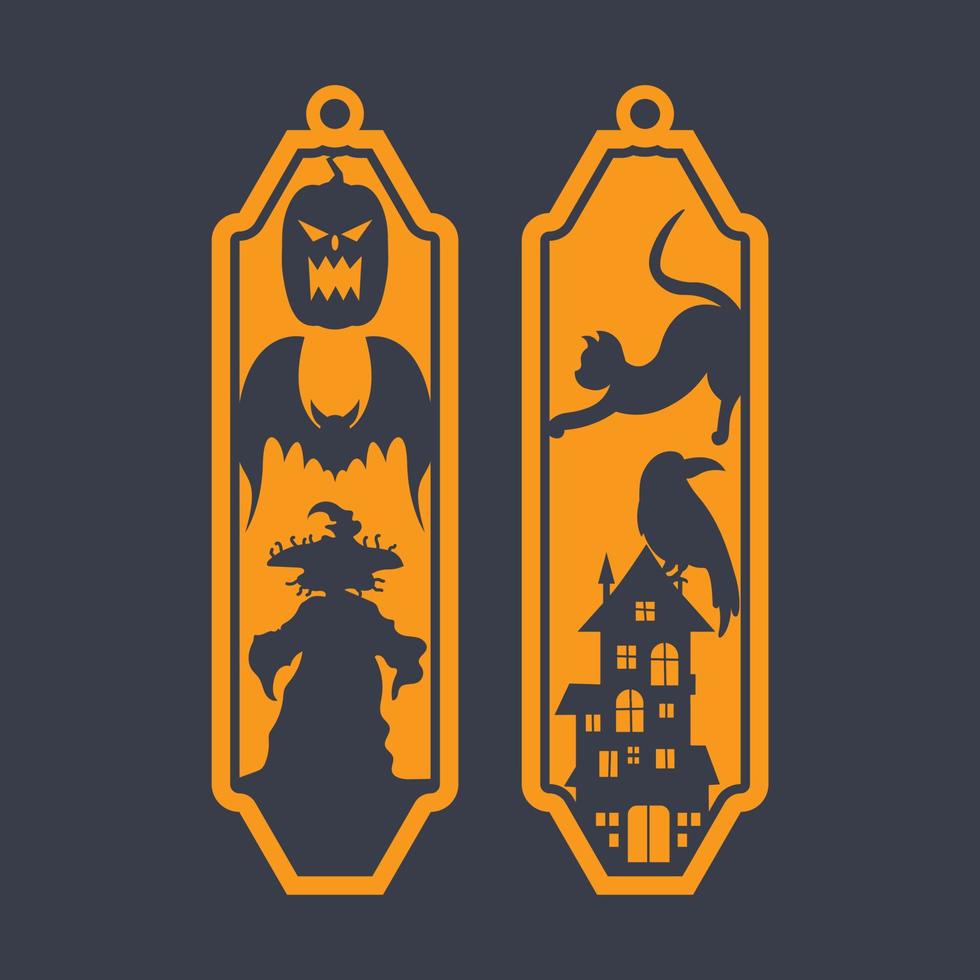 laser cut Die and decorative panel halloween bookmark patterns. vector