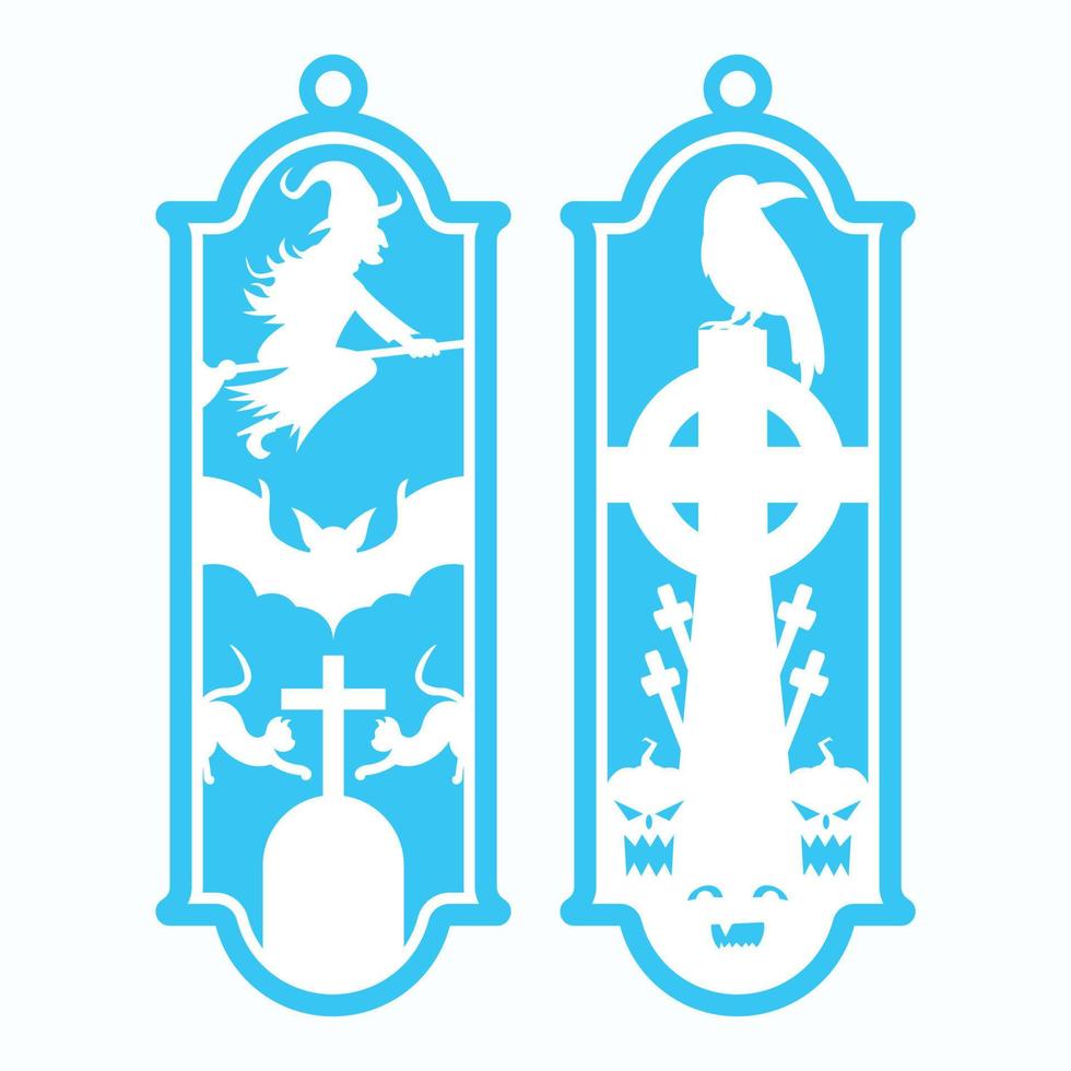 laser cut Die and decorative panel halloween bookmark patterns. vector