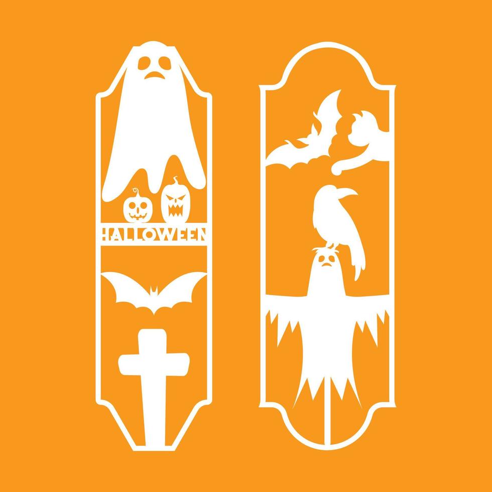 juego de paneles cortados con láser con diseño de marcapáginas de halloween, vector