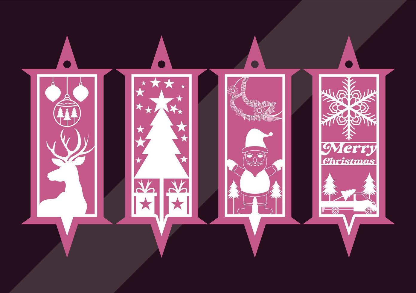 Laser cut panel set with christmas bookmark design, vector