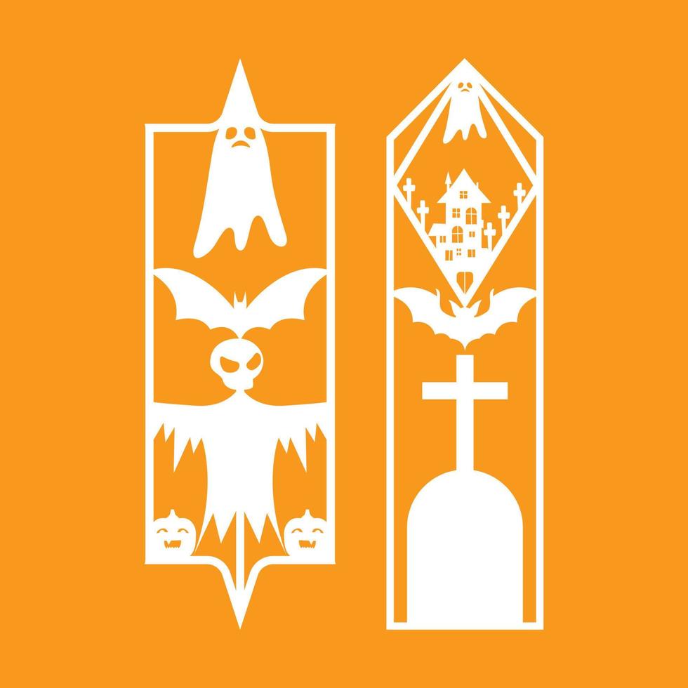 Laser cut panel set with halloween bookmark design, vector