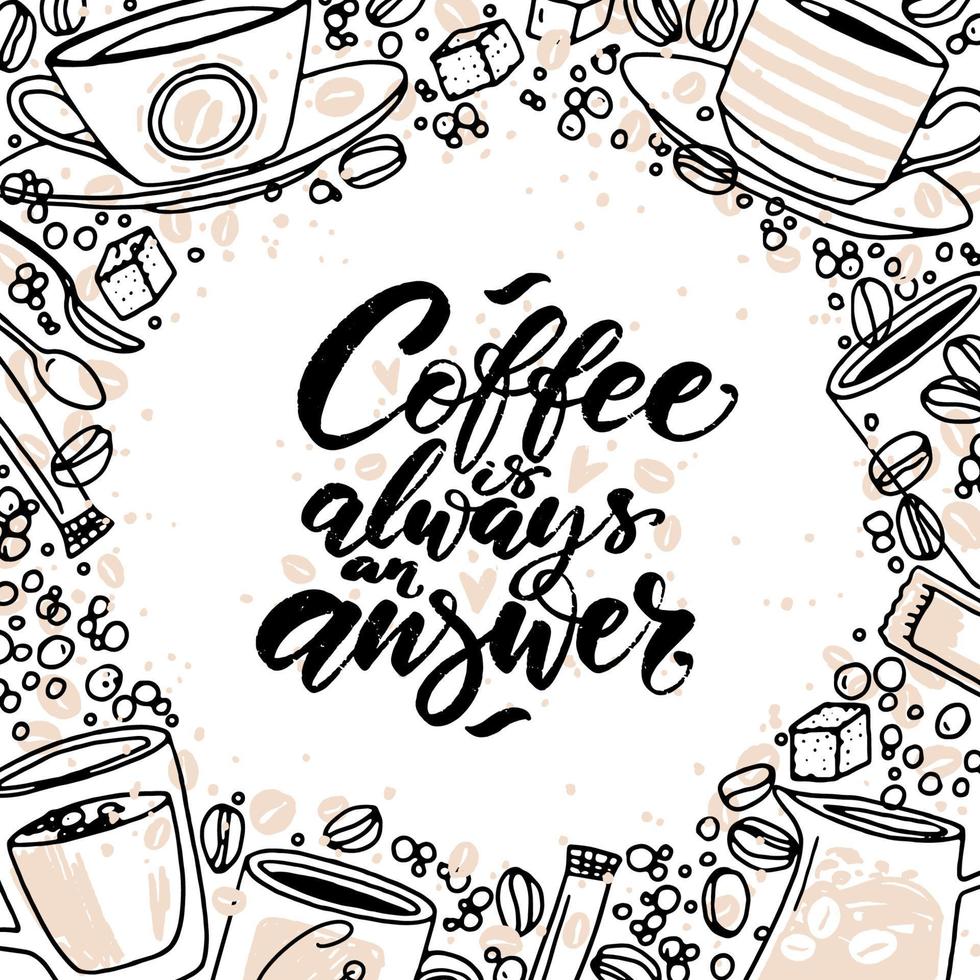 Hand drawn horizontal banner for marketing campaign, advertising, promotions. Colored coffee beans and Coffee time lettering in the center with text boxes. vector