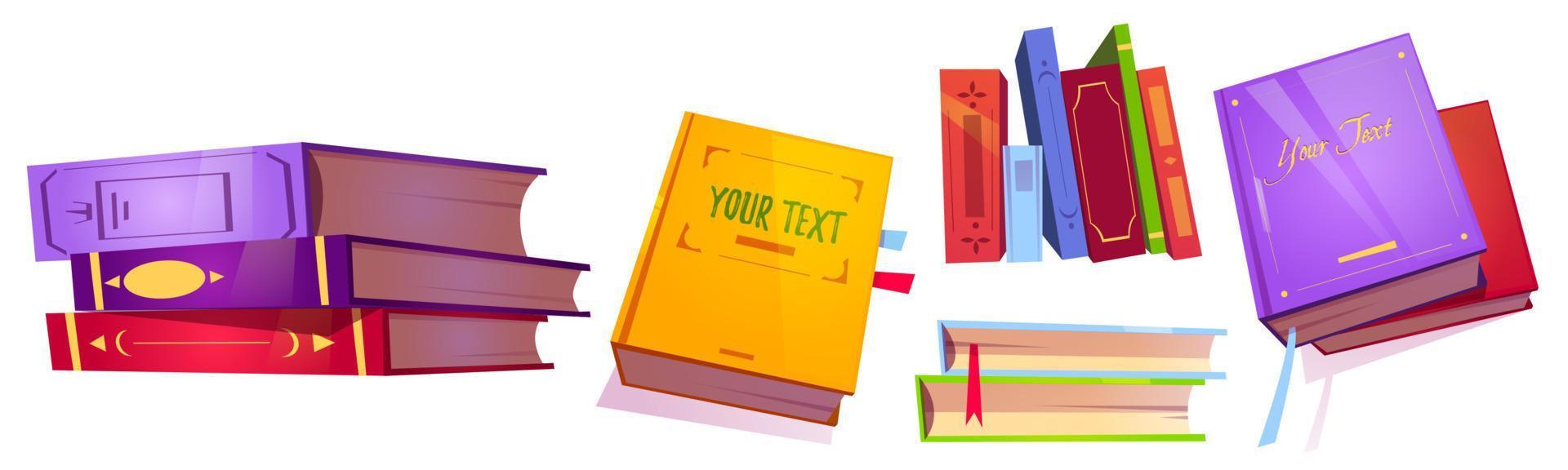 Books icons, literature with color covers vector