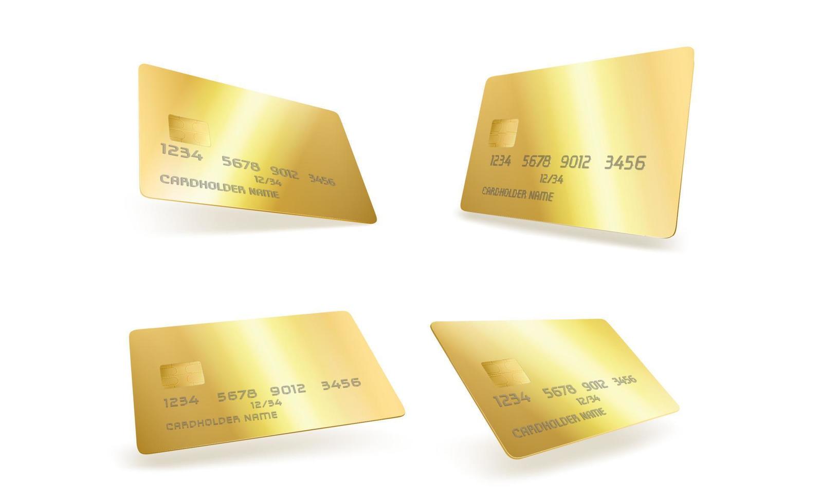 Gold plastic credit card template vector