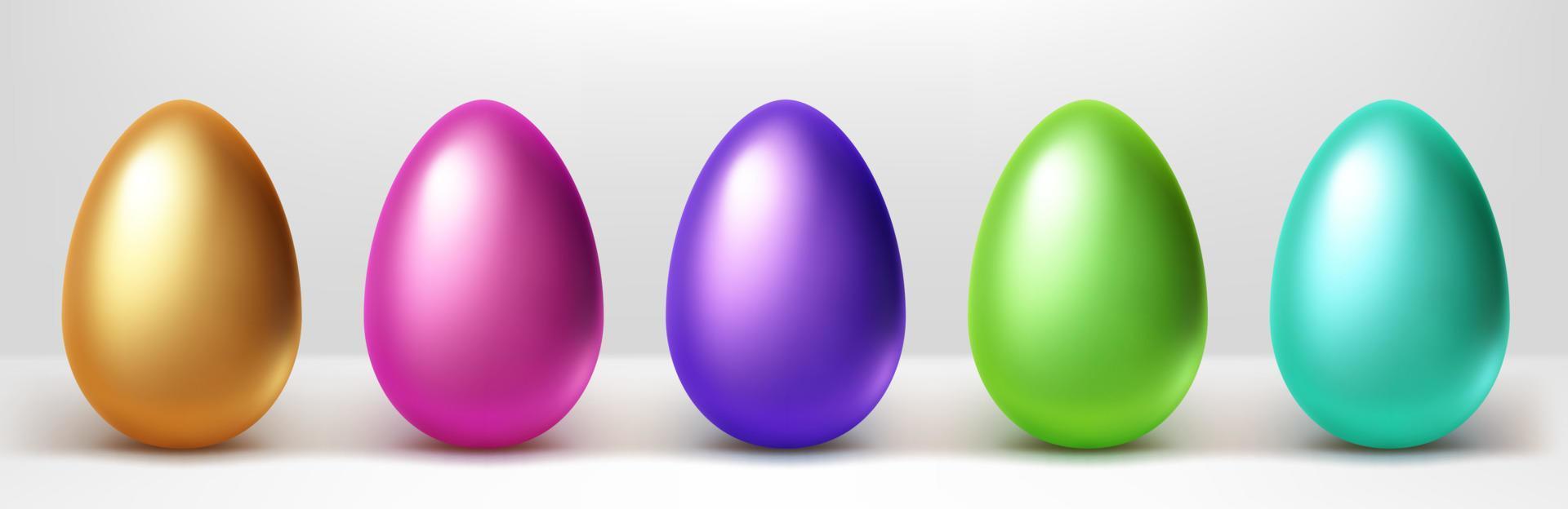 Colorful Easter eggs row, isolated design elements vector