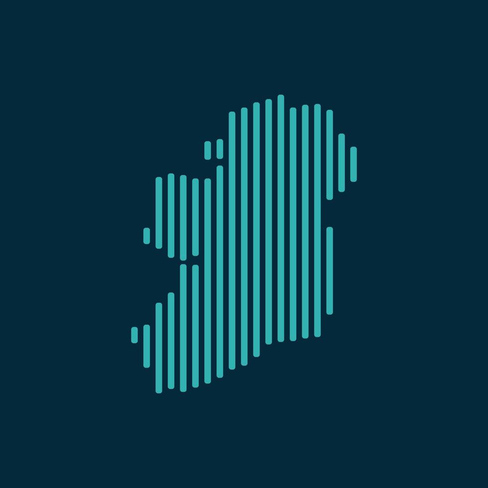 mapa abstracto vectorial de irlanda con líneas redondeadas rectas azules aisladas en un fondo índigo. vector