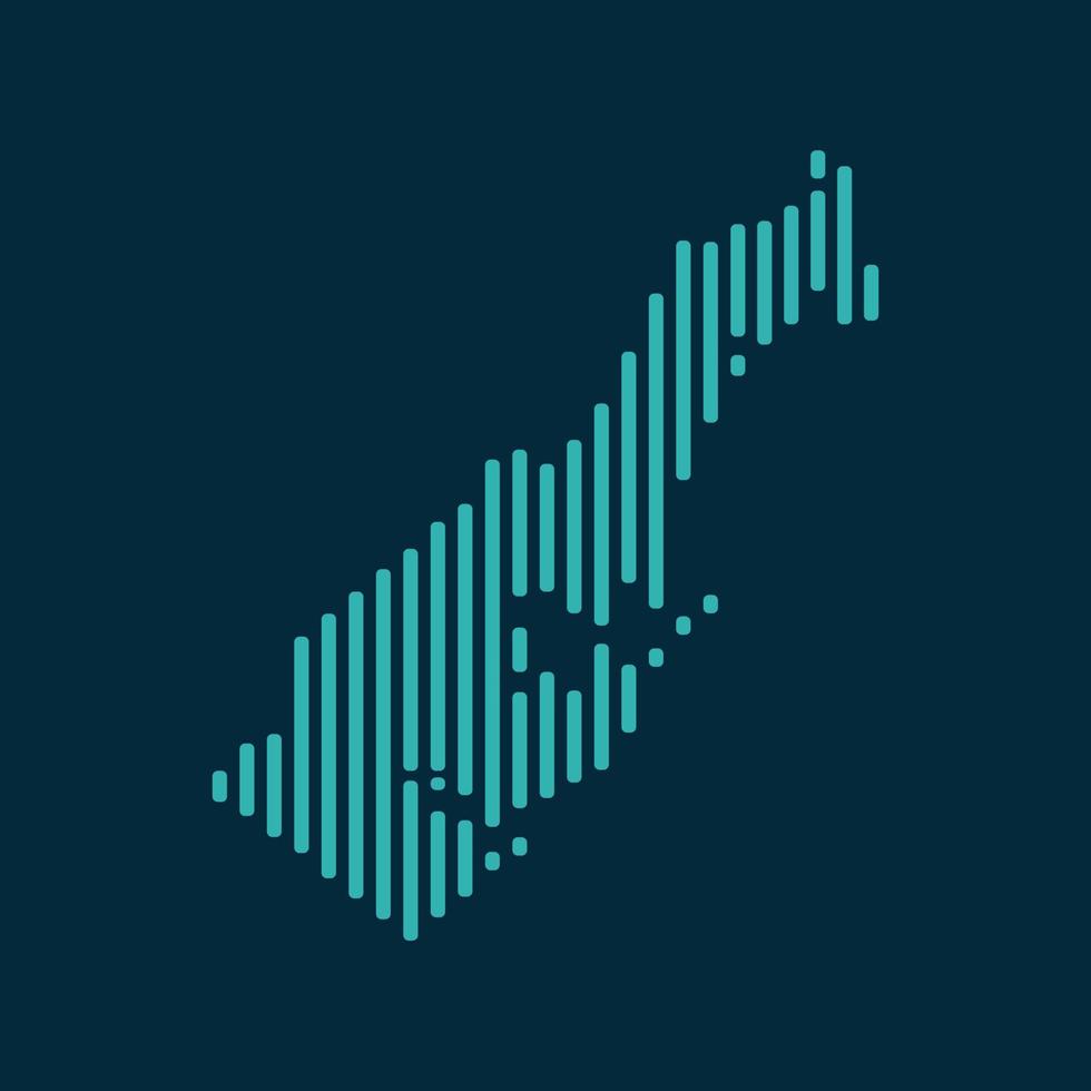 Vector abstract map of Monaco with blue straight rounded lines isolated on a indigo background.