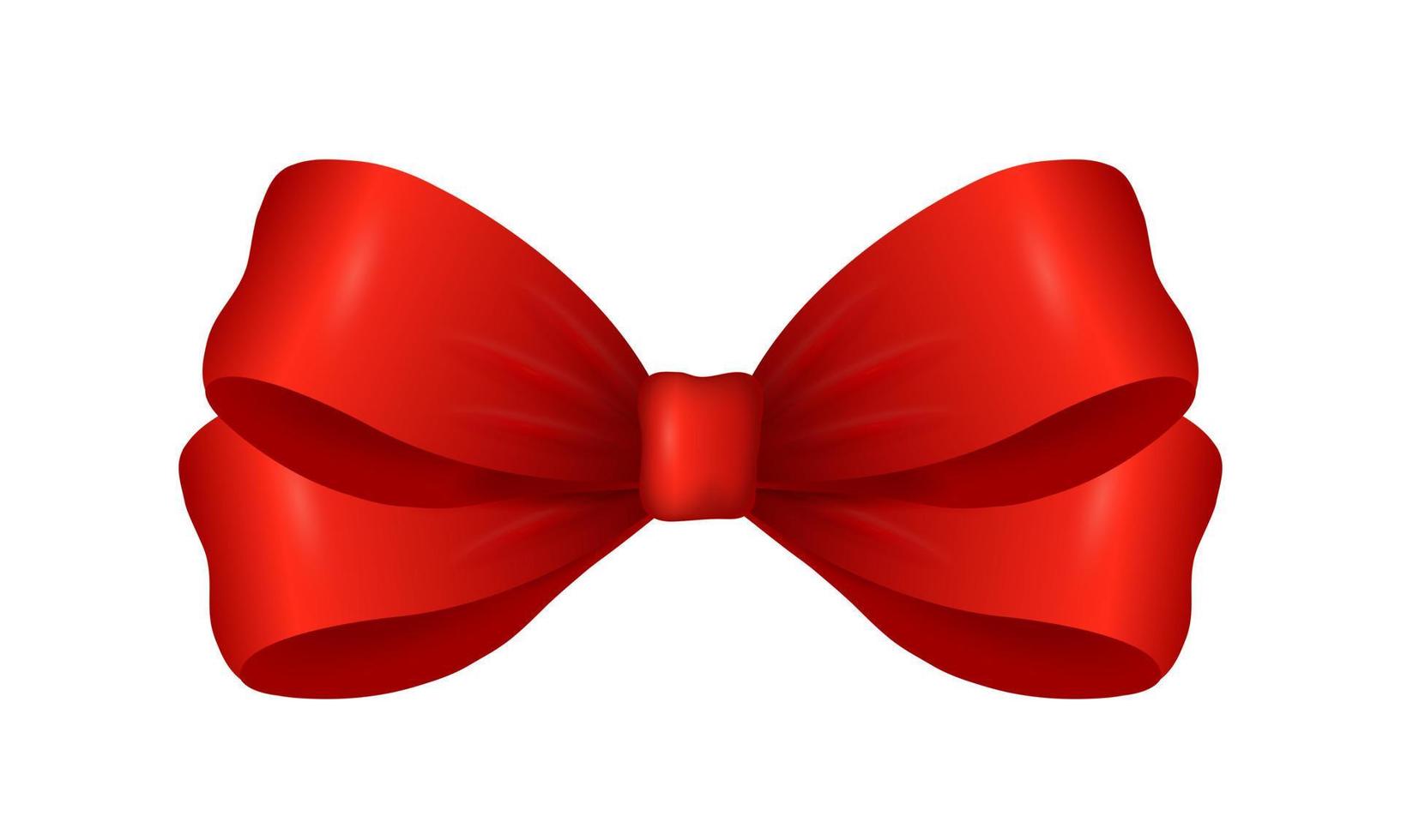 lazo rojo aislado sobre fondo blanco. cinta de seda roja atada en un hermoso lazo. ilustración vectorial para el diseño de varios días festivos. vector