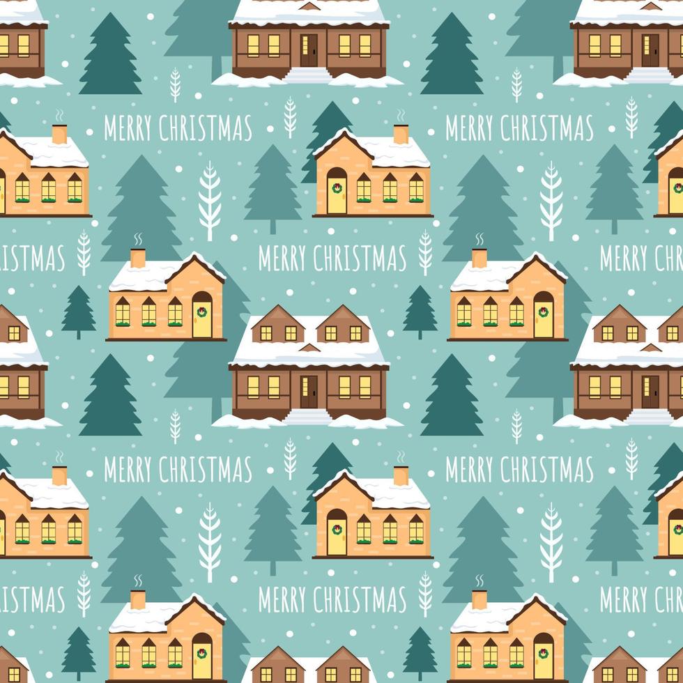 Christmas Background Seamless Pattern Design With Santa Claus, Tree, Snowman And Gifts in Template Hand Drawn Cartoon Flat Illustration vector