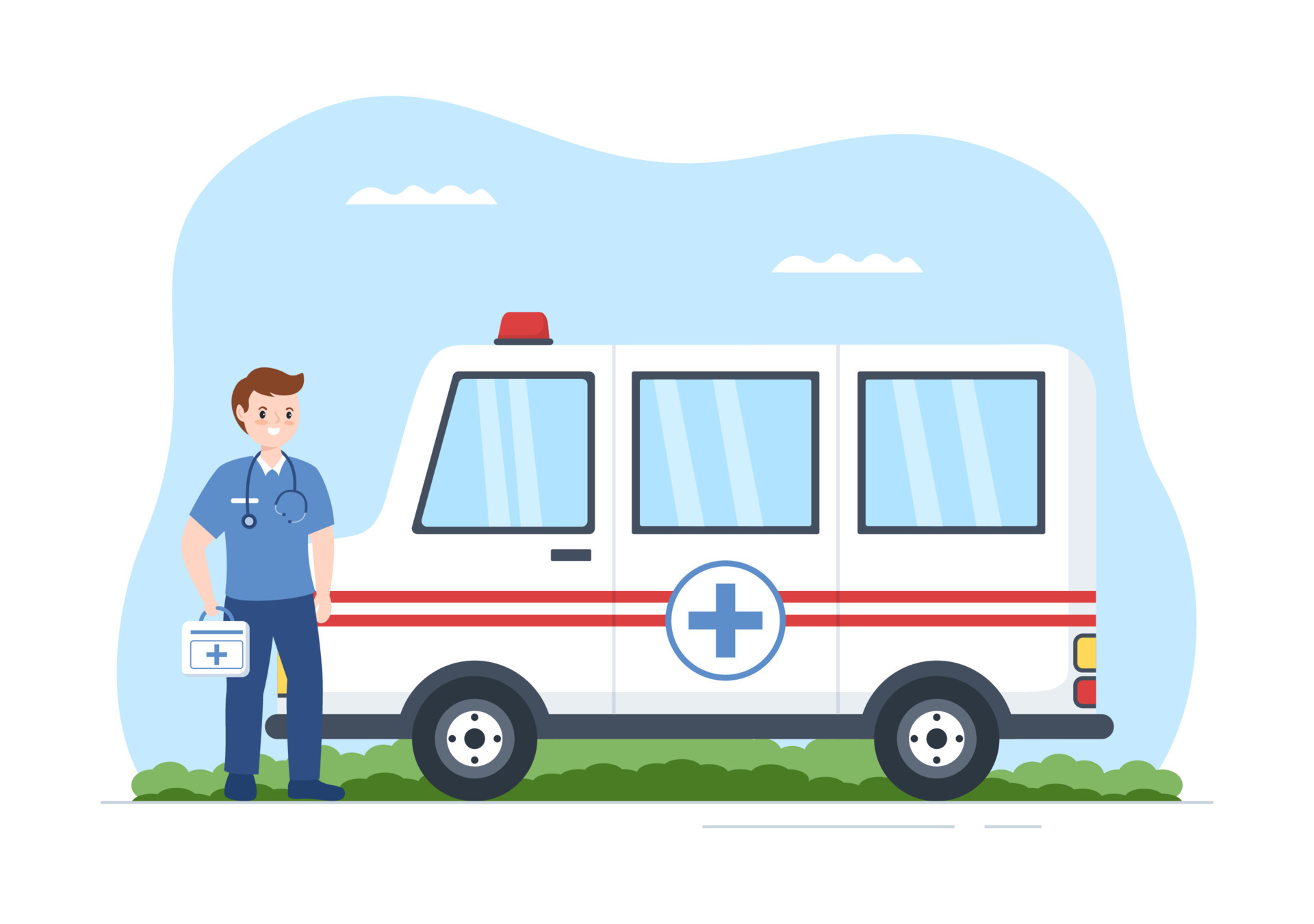 Medical Vehicle Ambulance Car or Emergency Service for Pick Up Patient the  Injured in an Accident in Flat Cartoon Hand Drawn Templates Illustration  13977967 Vector Art at Vecteezy