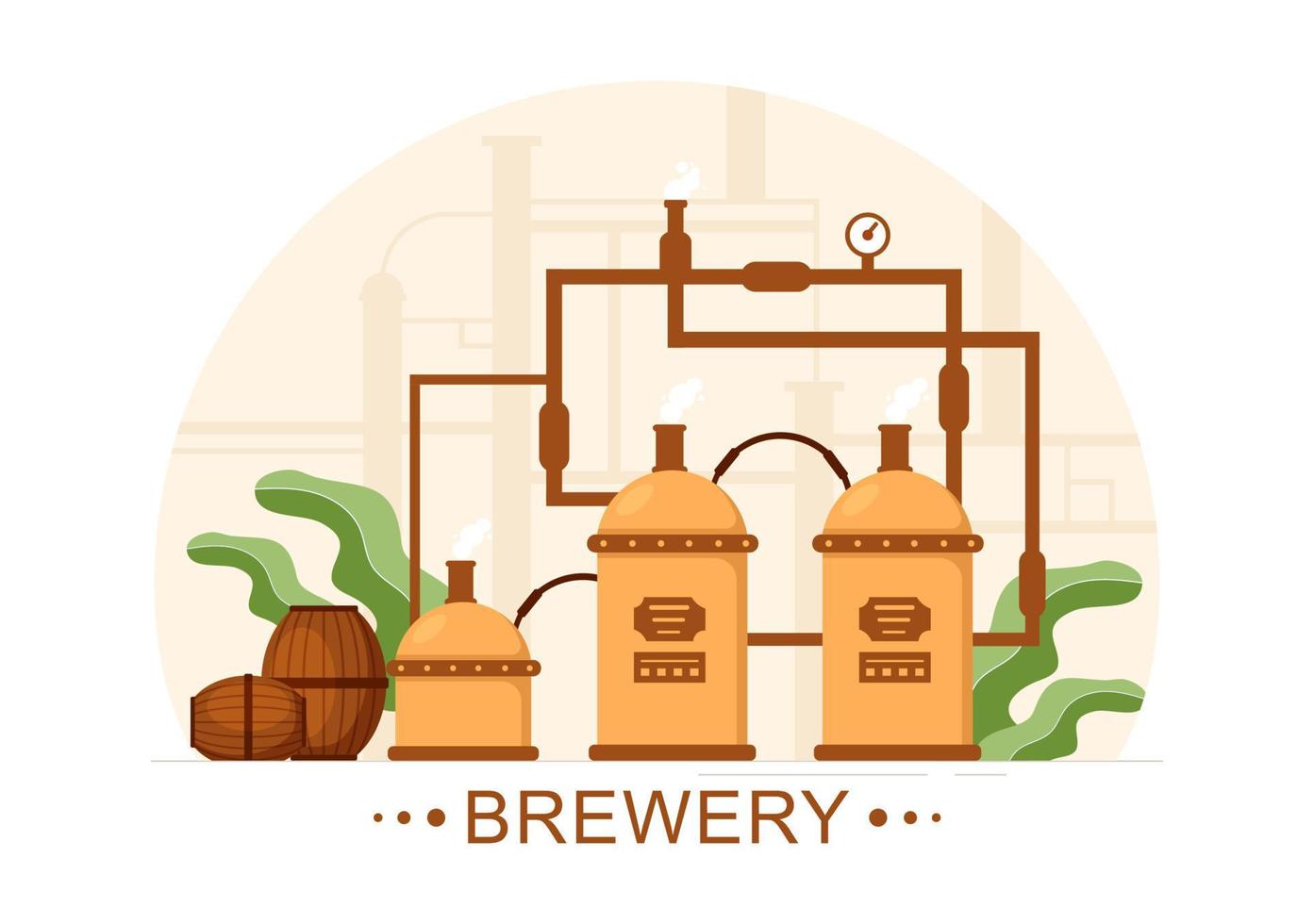 Brewery Production Process with Beer Tank and Bottle Full of Alcohol Drink for Fermentation in Flat Cartoon Hand Drawn Templates Illustration vector