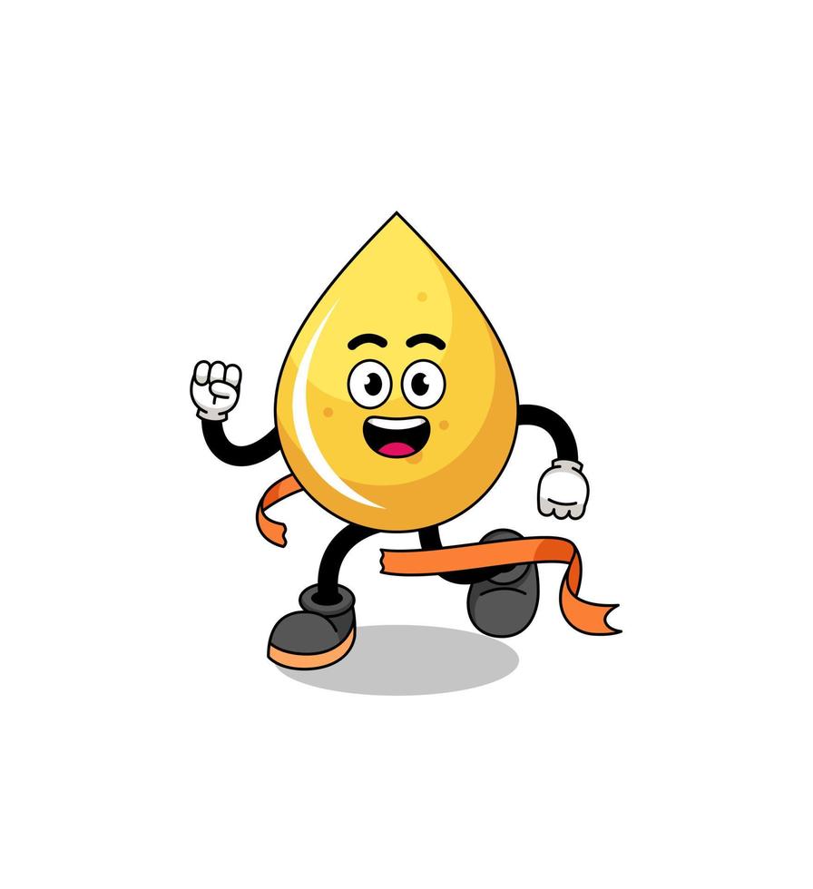 Mascot cartoon of honey drop running on finish line vector