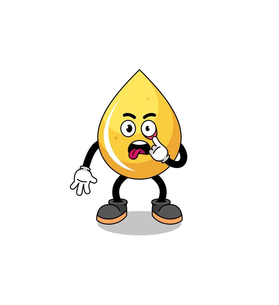 Character Illustration of honey drop with tongue sticking out vector