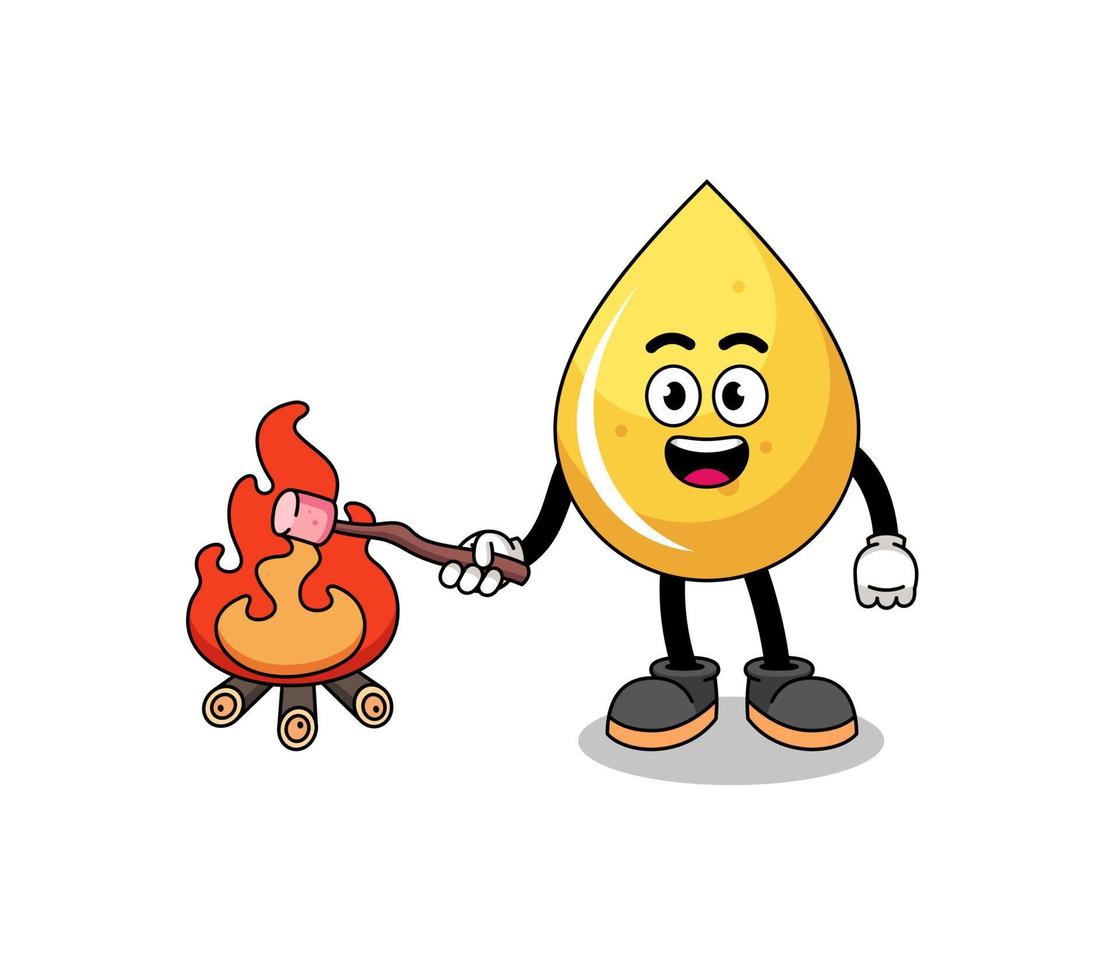 Illustration of honey drop burning a marshmallow vector