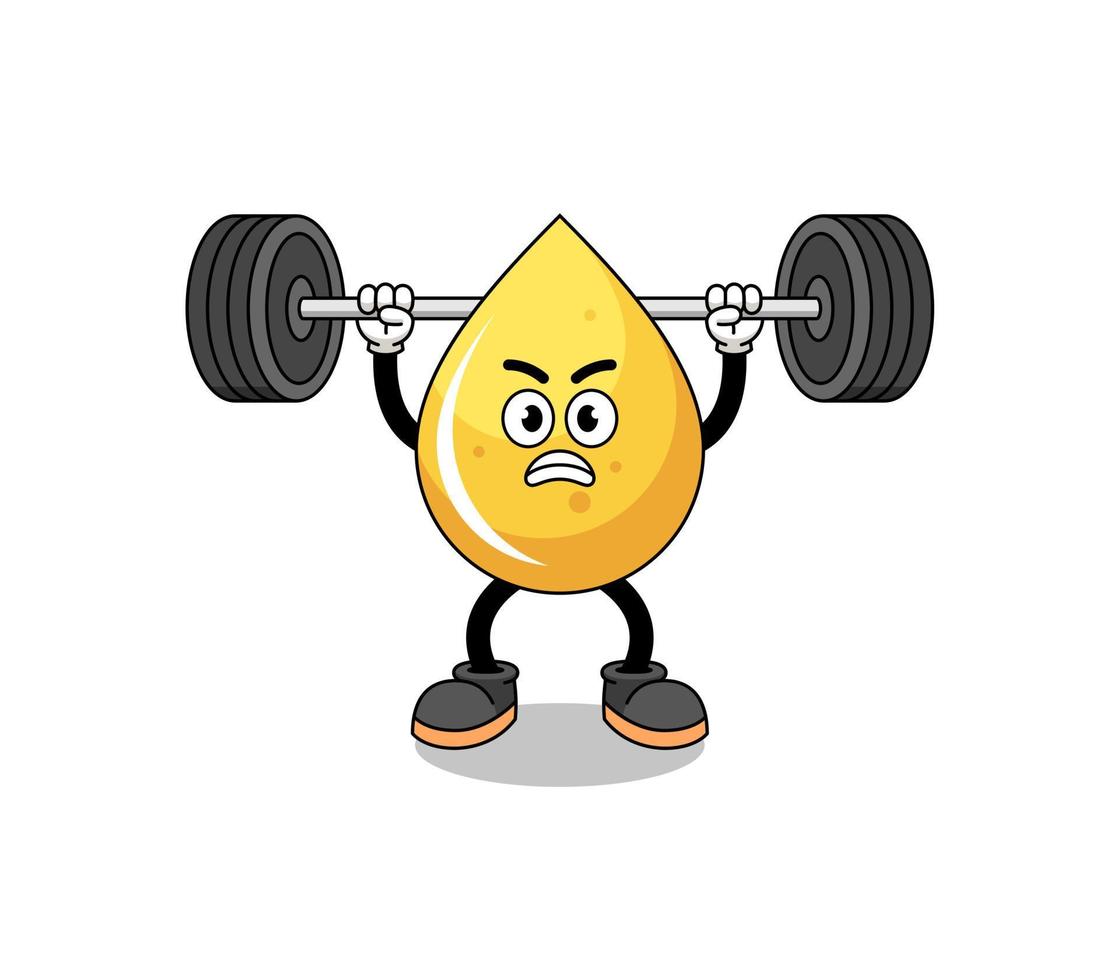 honey drop mascot cartoon lifting a barbell vector