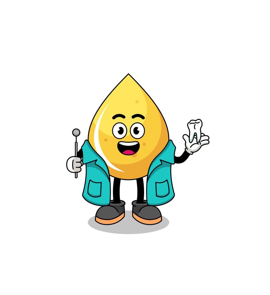 Illustration of honey drop mascot as a dentist vector