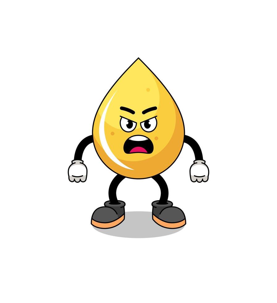 honey drop cartoon illustration with angry expression vector