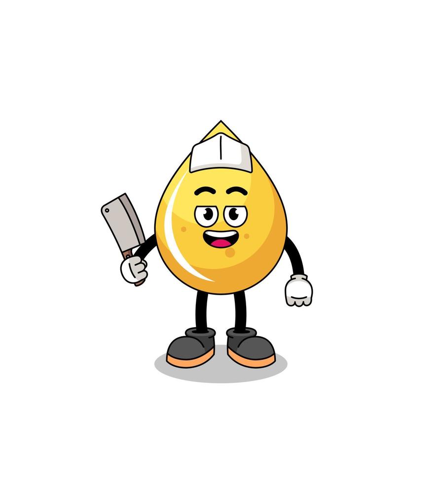 Mascot of honey drop as a butcher vector