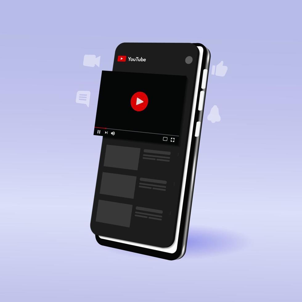 Mobile Video Player Vector UI Concept for Social Network.