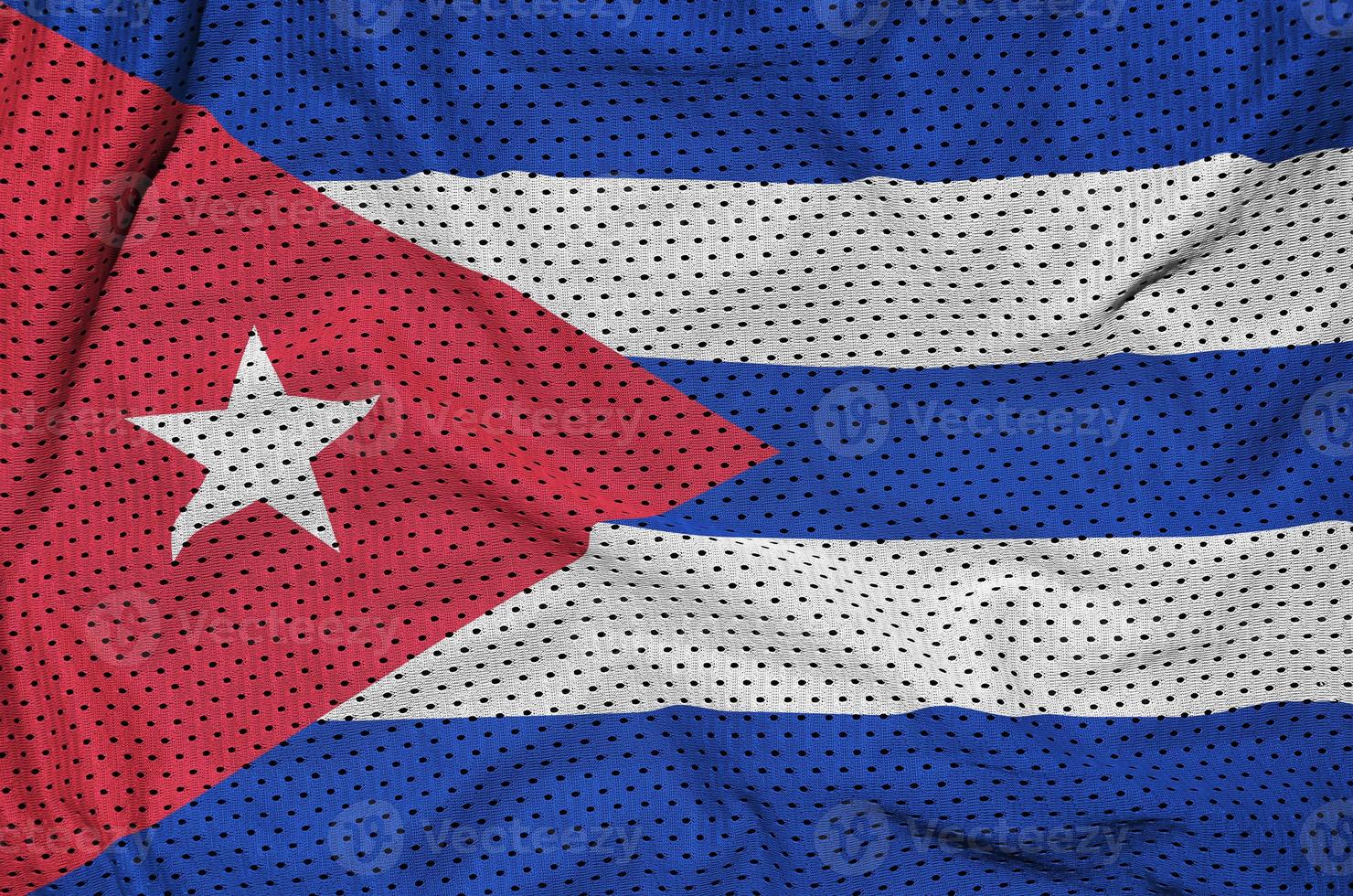 Cuba flag printed on a polyester nylon sportswear mesh fabric wi photo