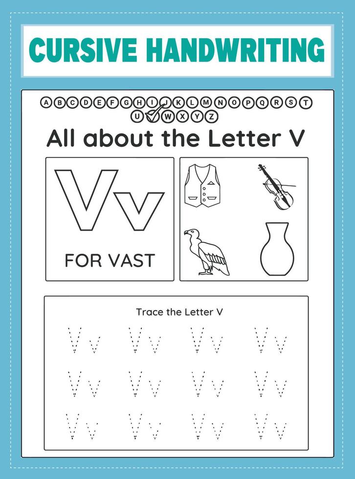 Cursive Handwriting Worksheet vector