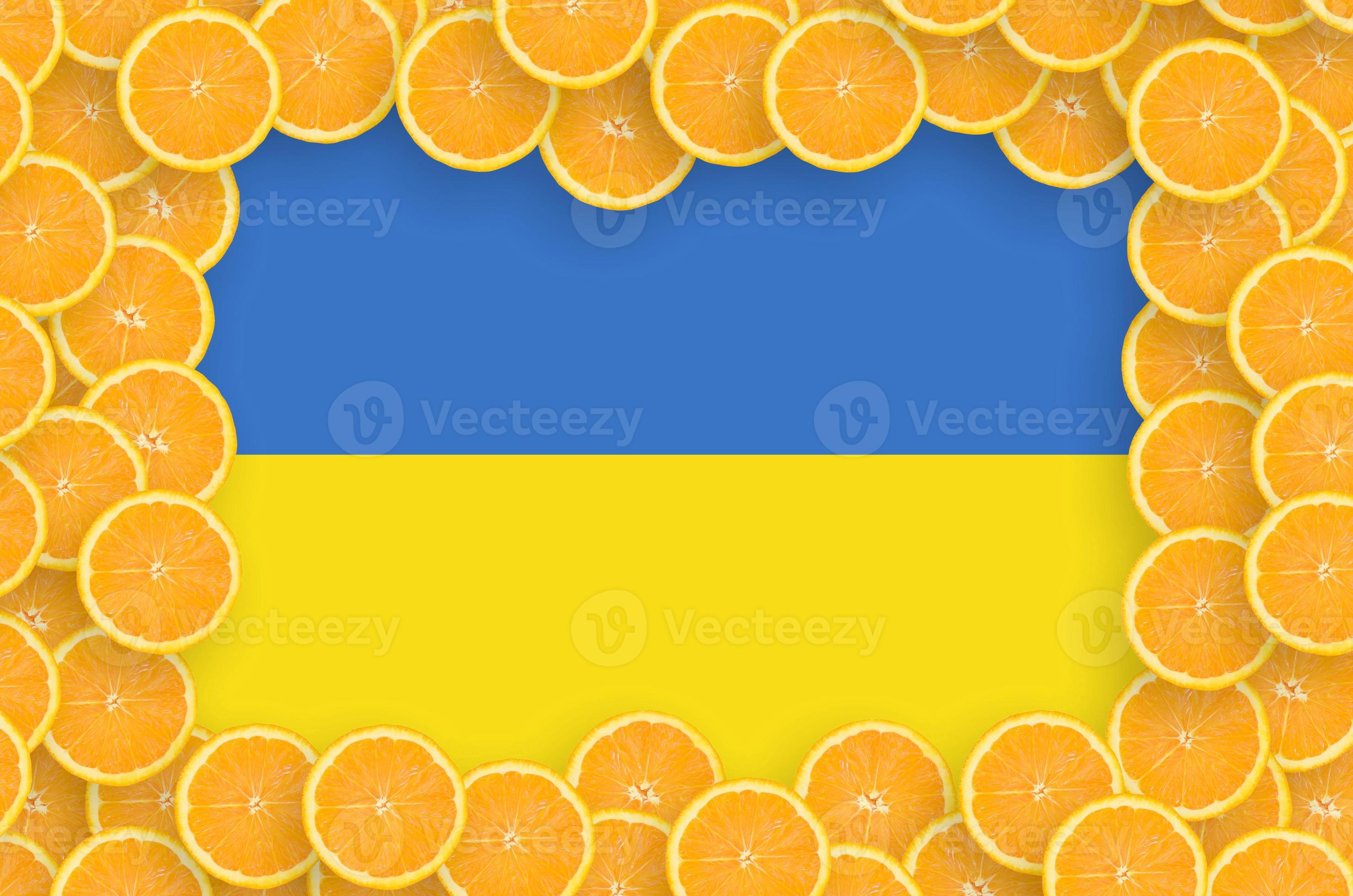 Ukraine flag in fresh citrus fruit slices frame 13978391 Stock Photo at