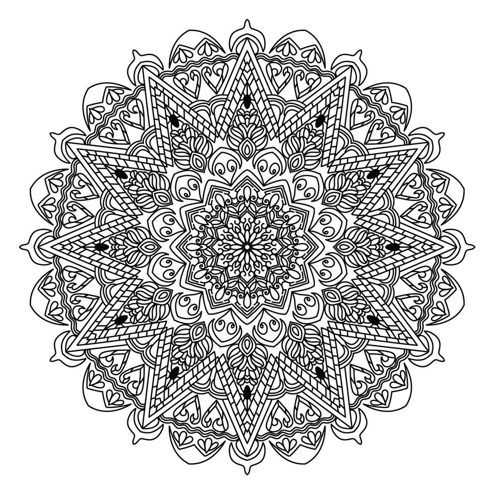 Mandala pattern black and white good mood. vector