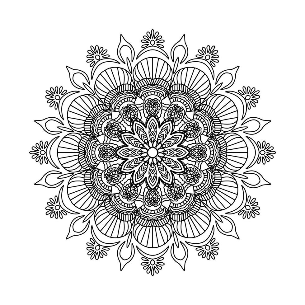 Mandala pattern black and white good mood. vector