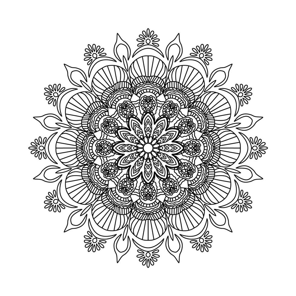 Mandala pattern black and white good mood. vector