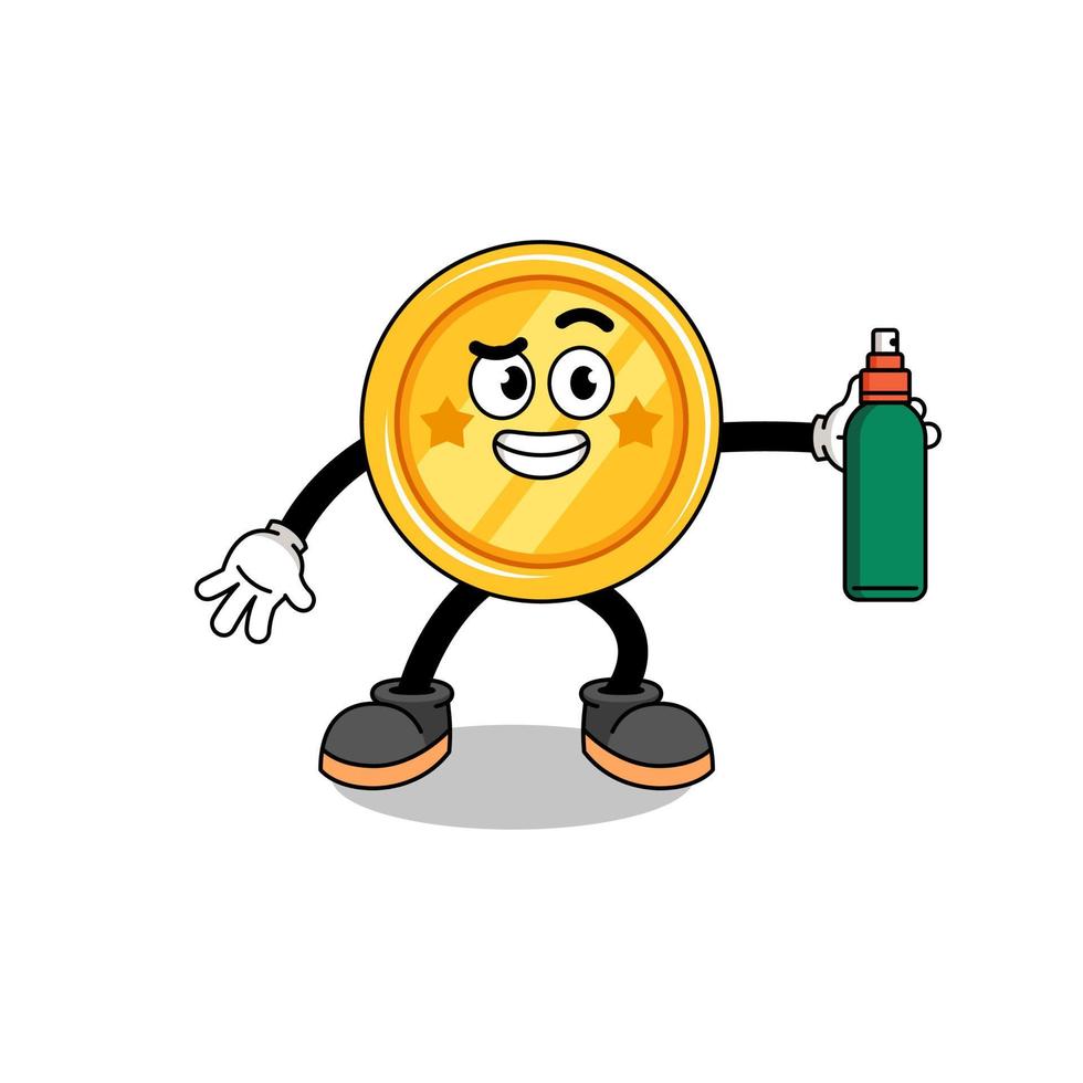 medal illustration cartoon holding mosquito repellent vector