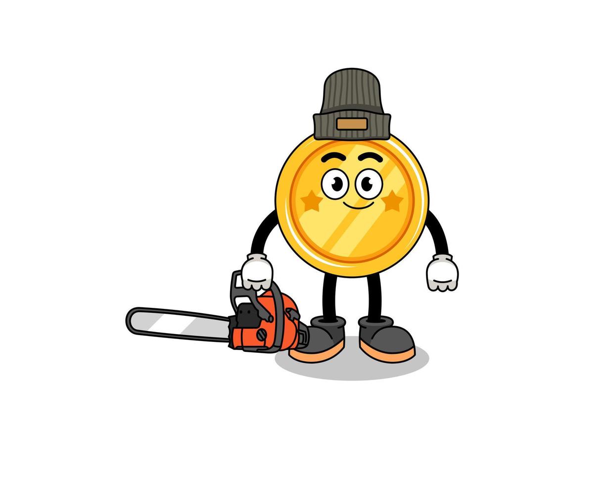 medal illustration cartoon as a lumberjack vector