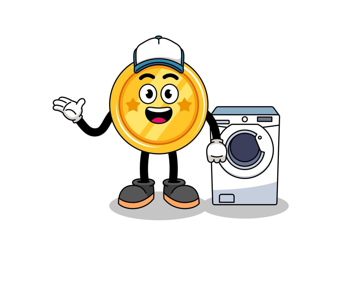 medal illustration as a laundry man vector