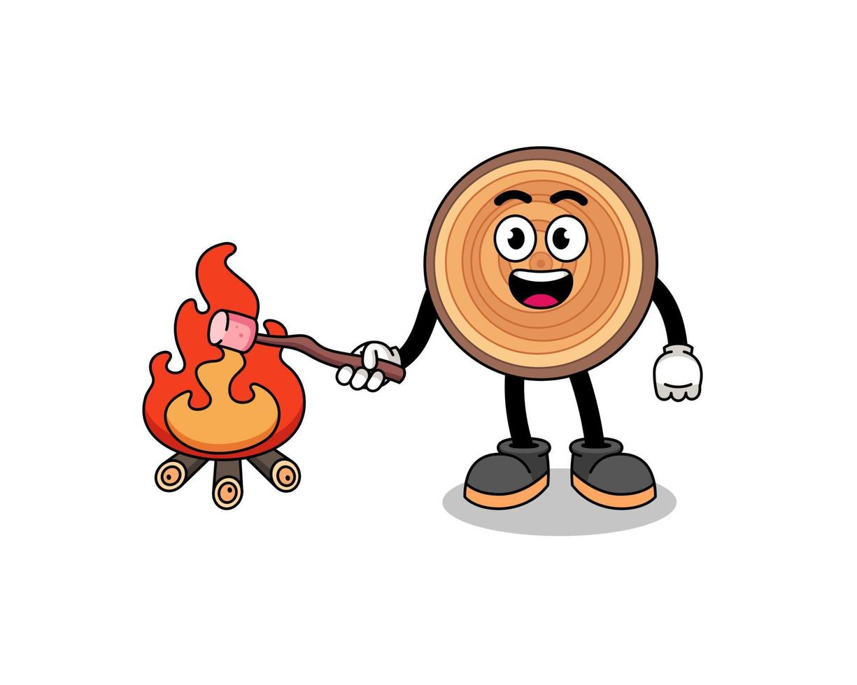 Illustration of wood grain burning a marshmallow vector