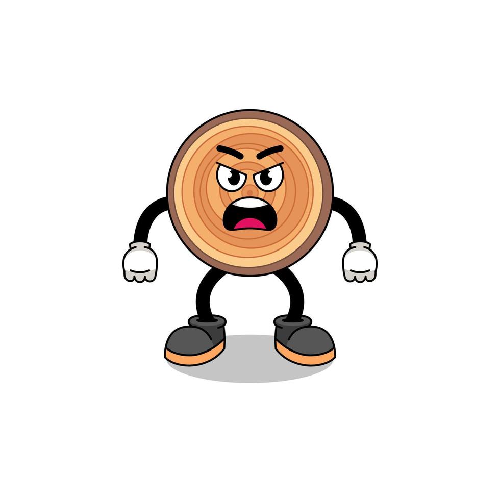 wood grain cartoon illustration with angry expression vector