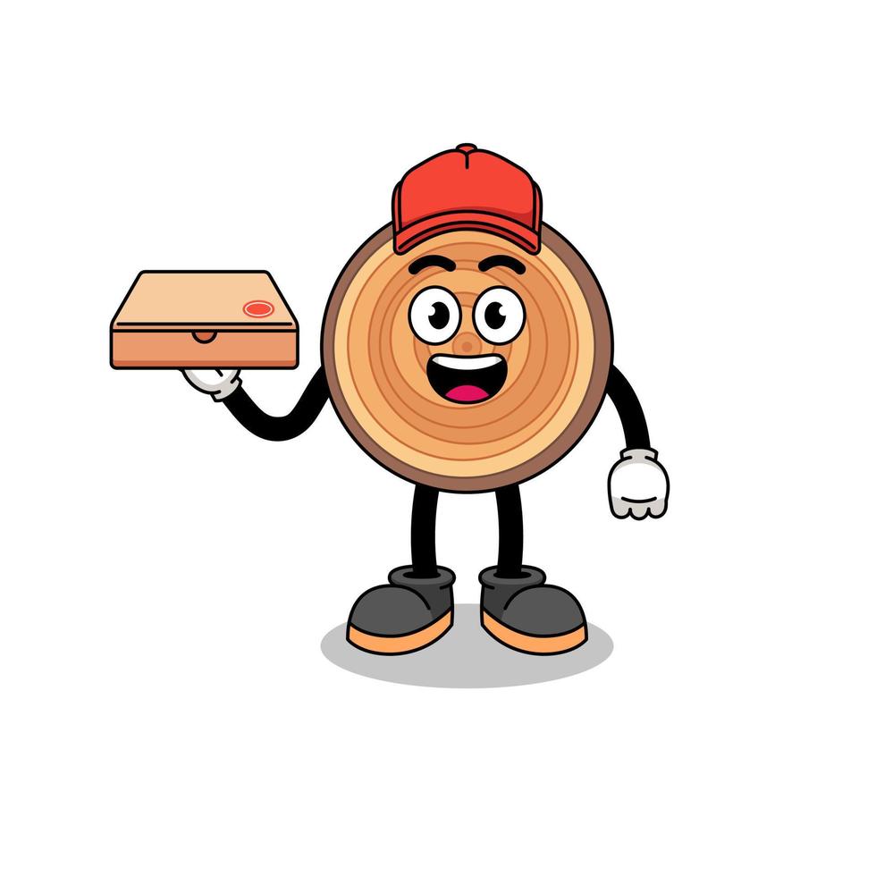 wood grain illustration as a pizza deliveryman vector