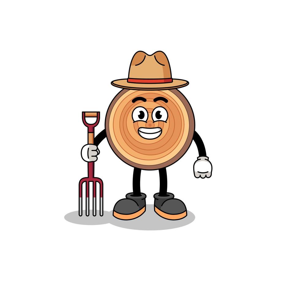 Cartoon mascot of wood grain farmer vector