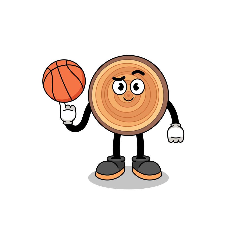 ilustración de grano de madera como jugador de baloncesto vector