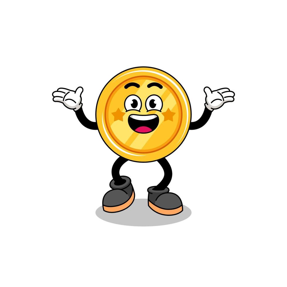 medal cartoon searching with happy gesture vector