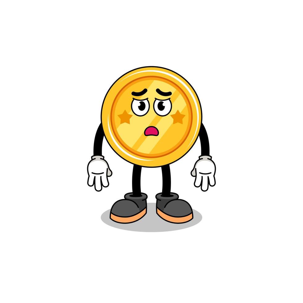 medal cartoon illustration with sad face vector