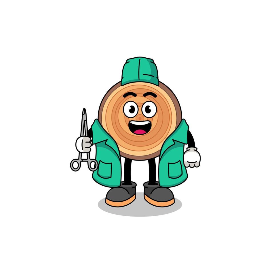 Illustration of wood grain mascot as a surgeon vector