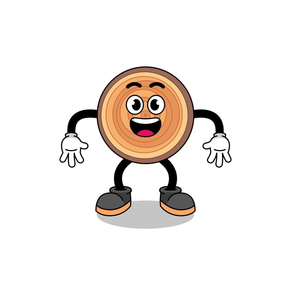 wood grain cartoon with surprised gesture vector