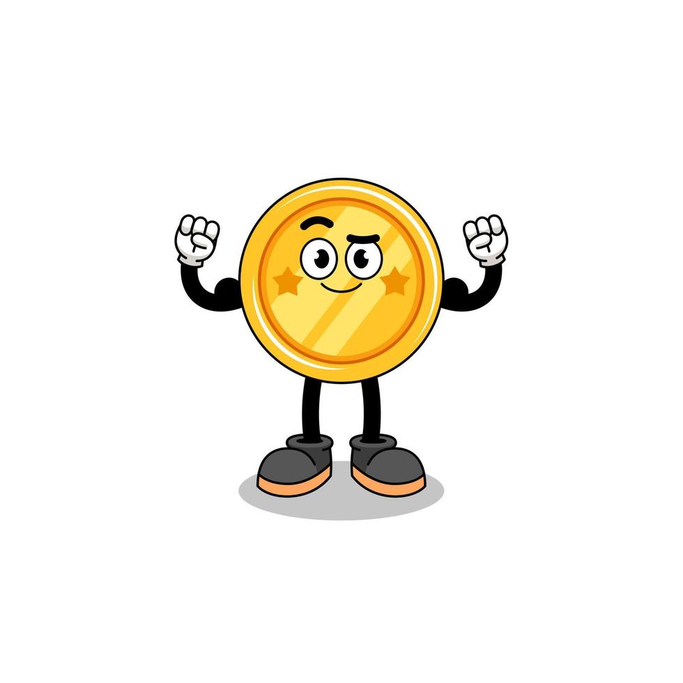 Mascot cartoon of medal posing with muscle vector