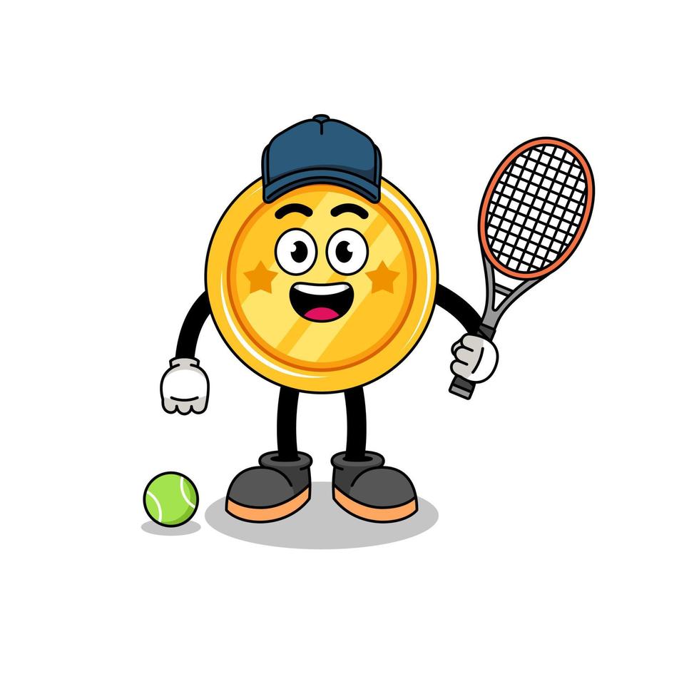 medal illustration as a tennis player vector