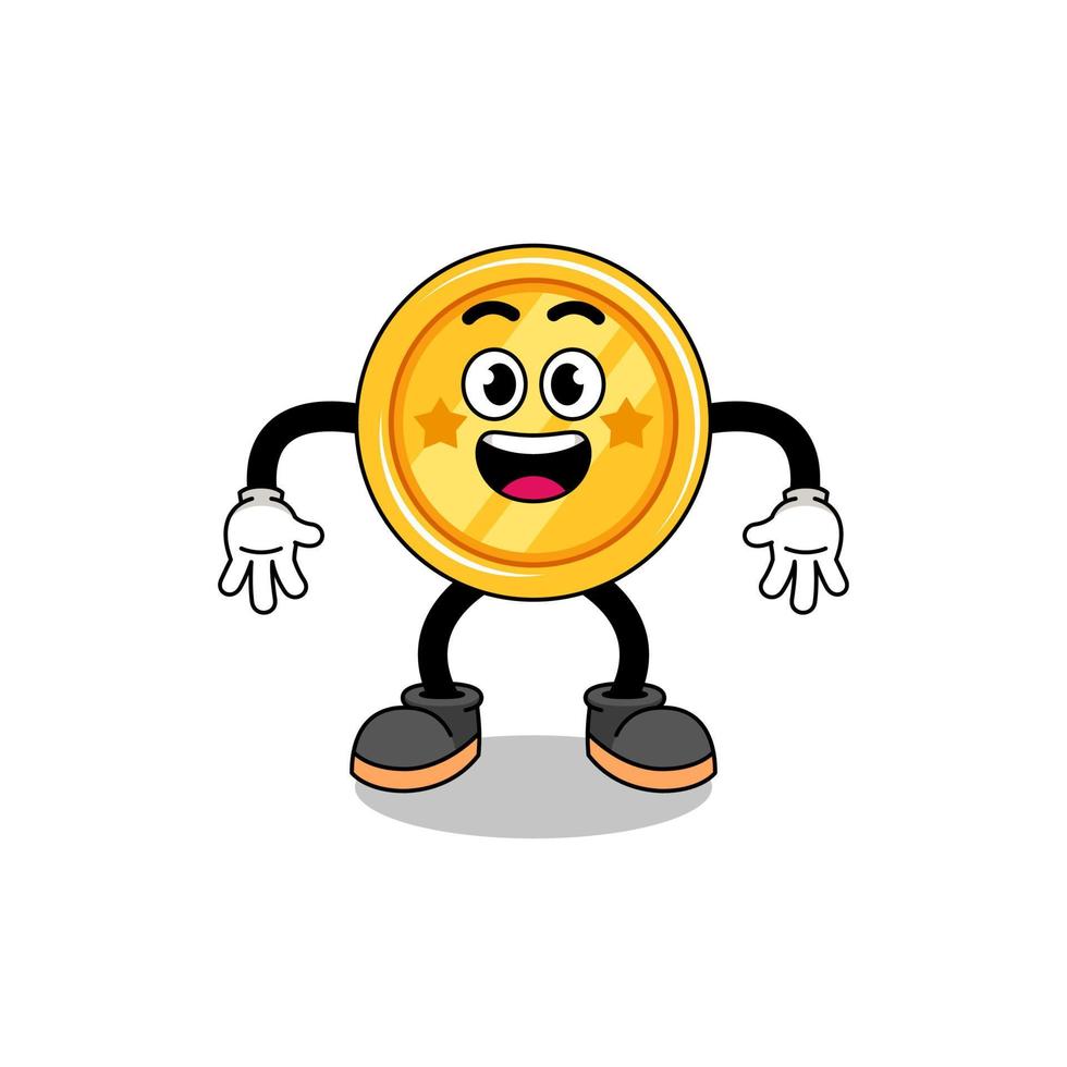 medal cartoon with surprised gesture vector