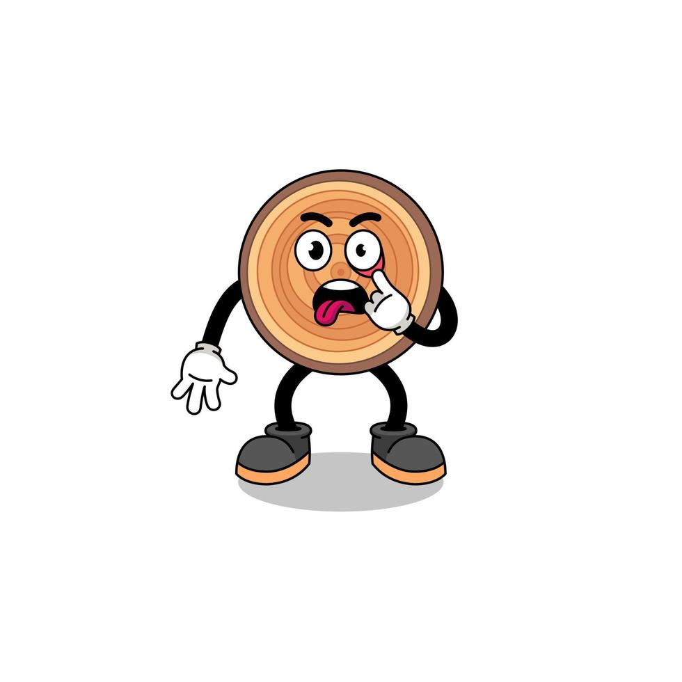 Character Illustration of wood grain with tongue sticking out vector