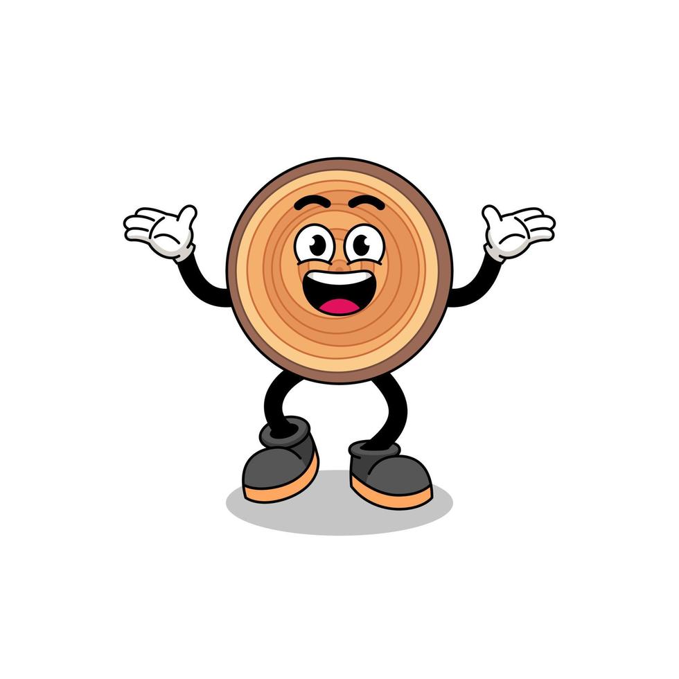 wood grain cartoon searching with happy gesture vector